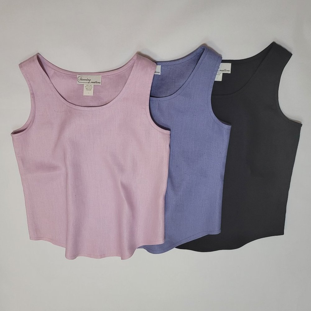 Womens Linen Tank Top with Shirt Tail Bottom, Size S - XL, NWT